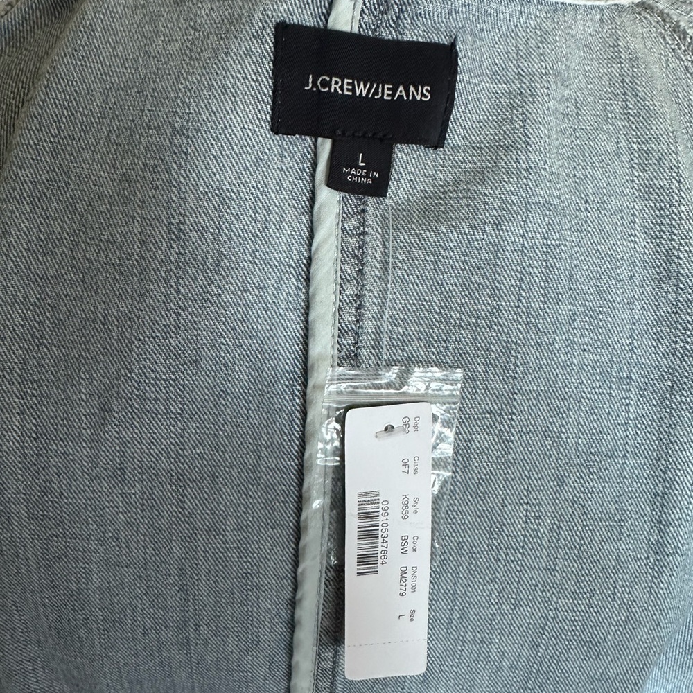 J. Crew Denim Trench Coat Double Breasted Collar Light Denim Woman's Large - Picture 11 of 15